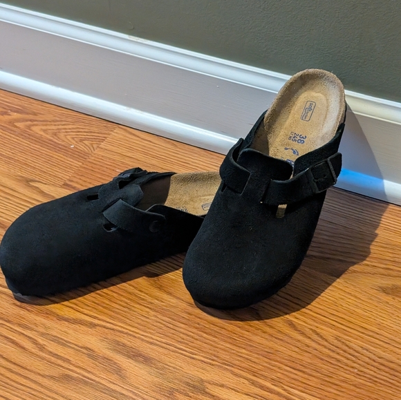 Birkenstock Boston Soft FootbedSuede Leather - Black - Picture 7 of 14